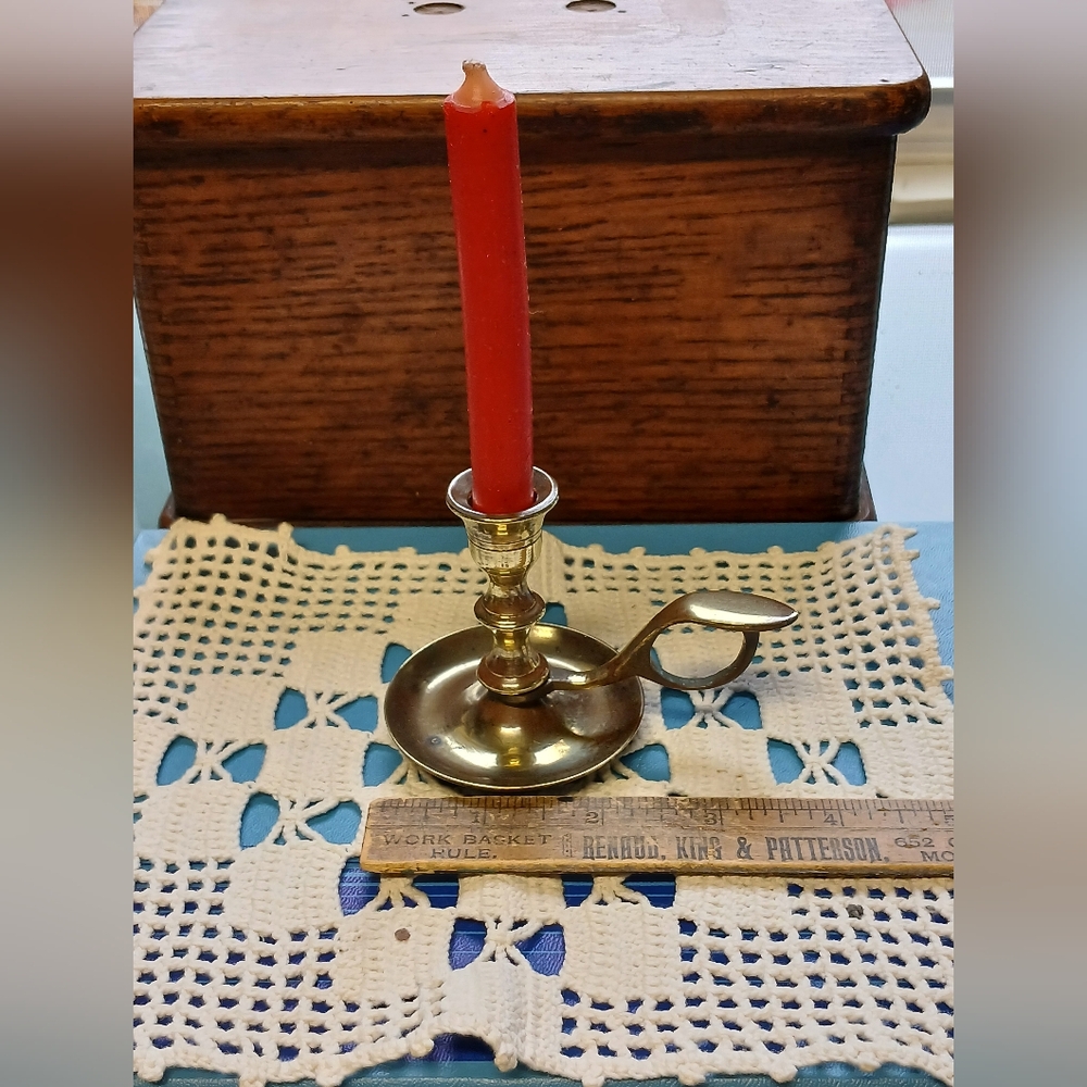 Antique Brass Chamberstick Candle Holder